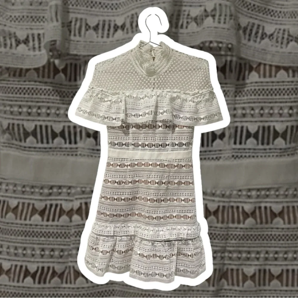 🩷 Self Portrait White Lace Mini Dress 👗 - Picture 4 of 7